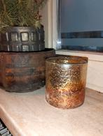 Mooi brocante waxine glas glaasje kandelaar, Overige materialen, Gebruikt, ., Ophalen of Verzenden
