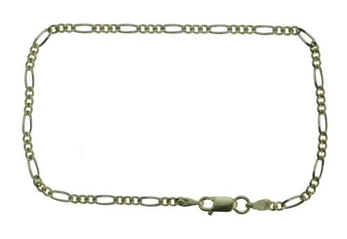 Figaro fraai 14 karaats gouden dames armband bicolor schakel, Sieraden, Tassen en Uiterlijk, Armbanden, Zo goed als nieuw, Goud