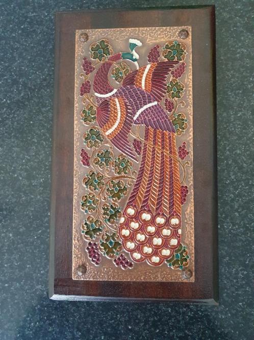 Pauw in koperlegering decoratie wand ca 1940, Antiek en Kunst, Curiosa en Brocante, Ophalen of Verzenden