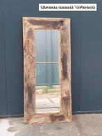 Grote spiegel afm: 135x60 - oud eiken wagonplanken lijst, Ophalen, 100 tot 150 cm, Nieuw, Rechthoekig