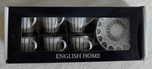 Set 6 kleine koffiekopjes met schoteltjes English Home, Huis en Inrichting, Keuken | Servies, Nieuw, Kop(pen) en/of Schotel(s)