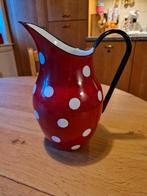 ROOD MET WITTE STIPPEN POLKADOT ❤️  EMAILLE GROTE VAAS /KAN, Ophalen of Verzenden