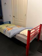 Solide, kleurrijke (logeer)bed met spiraalbodem, 90 x 200 cm, Ophalen, Gebruikt, 90 cm, Eenpersoons