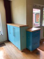 Hoekkast, Huis en Inrichting, Keuken | Keukenelementen, Ophalen, Gebruikt, 100 tot 150 cm, Blauw