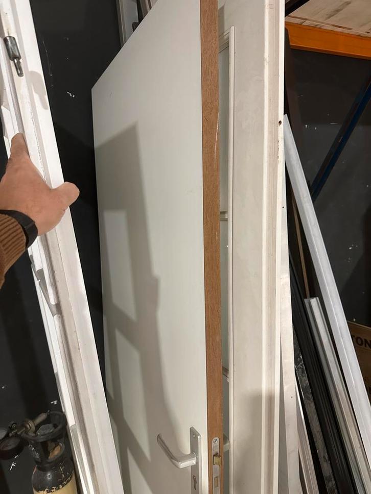 Witte Binnendeur met Glas, Doe-het-zelf en Verbouw, Deuren en Horren, Gebruikt, Binnendeur, 200 tot 215 cm, 80 tot 100 cm, Glas