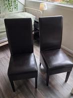 2 Donkerbruine Skai Leren Eettafelstoelen, Ophalen