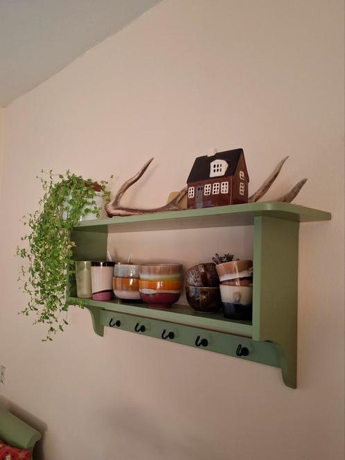 Wandplank brocante landelijk hout kapstok, Huis en Inrichting, Woonaccessoires | Wandplanken en Boekenplanken, Gebruikt, Ophalen