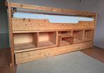 bed, tienerbed - half hoogslaper, steigerhout, 90x200, Ophalen, 85 tot 100 cm, Gebruikt, Lattenbodem