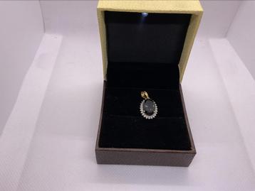 Hanger goud met diamanten met groene tourmaline beschikbaar voor biedingen