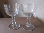 Twee antieke glazen - cristal Val St Lambert Lothaire, Verzenden