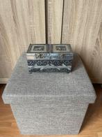 Vintage Sieradendoos met Zilveren Details, Ophalen of Verzenden, Gebruikt, Metaal, Minder dan 50 cm
