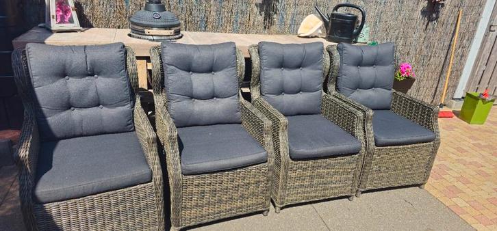 Lounge Tuinstoel Verstelbaar Barcelona Rock Grey, Tuin en Terras, Tuinsets en Loungesets, Zo goed als nieuw, Wicker, 4 zitplaatsen