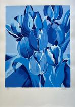 Zeefdruk Derox - Blauwe tulpen, Antiek en Kunst, Kunst | Litho's en Zeefdrukken, Verzenden