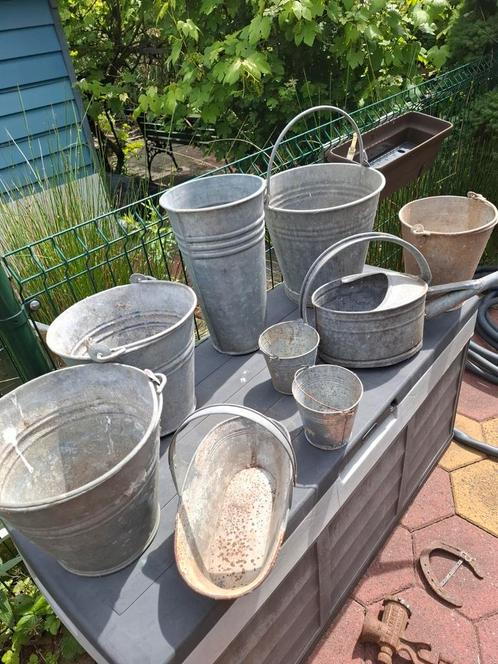 Zinken spullen, Tuin en Terras, Bloembakken en Plantenbakken, Zo goed als nieuw, Minder dan 30 cm, Minder dan 60 cm, Rond, Ophalen
