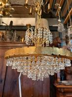 Vintage Hollywood Regency kristallen lamp, Huis en Inrichting, Lampen | Hanglampen, Ophalen of Verzenden, Zo goed als nieuw, Glas