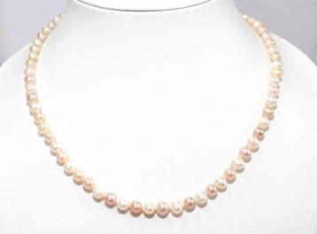 Schitterende Sterling Zilver Zoetwater Parel Ketting 45 CM   beschikbaar voor biedingen