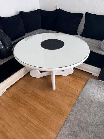 Eettafel (rond) Hoogglans wit met glas beschikbaar voor biedingen