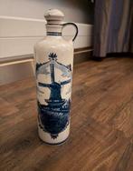 Delfts blauwe jeneverfles met molen decor, Ophalen of Verzenden