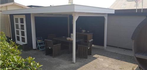 ACTIE!! Demo tuinhuis met luifel, Tuin en Terras, Tuinhuizen, Zo goed als nieuw, Tuinhuis, Hout, 500 cm of meer, 200 tot 400 cm