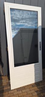 Hardhouten buitendeur, Ophalen, 200 tot 215 cm, Glas, Buitendeur