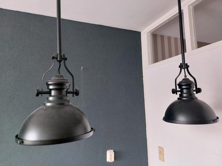 *IN PRIJS VERLAAG*Stoere industriële 2hanglamp zwart dimbaar, Huis en Inrichting, Lampen | Hanglampen, Gebruikt, Minder dan 50 cm