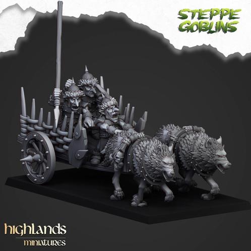 Steppe Goblins Chariot - Highlands Miniatures, Hobby en Vrije tijd, Wargaming, Nieuw, Warhammer, Figuurtje(s), Ophalen of Verzenden