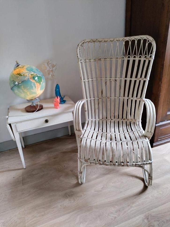 Rohe Noordwolde rotan stoel, Huis en Inrichting, Fauteuils, Gebruikt, Riet of Rotan, 50 tot 75 cm, 75 tot 100 cm, Ophalen