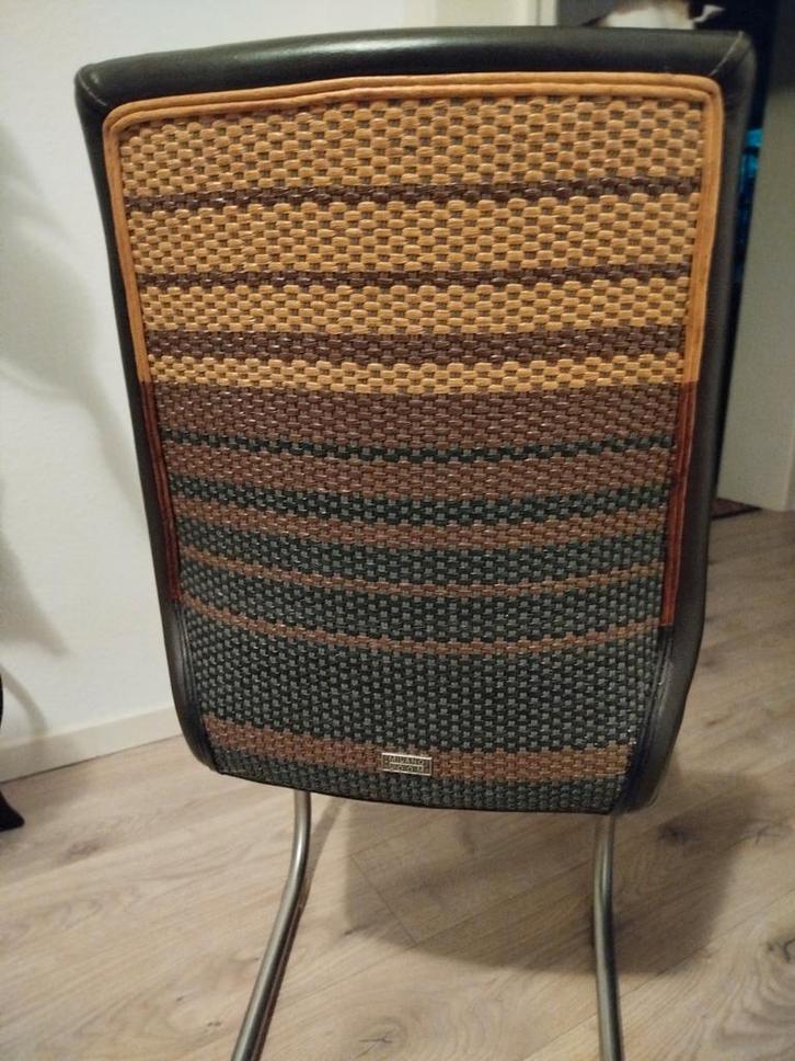 4 Milano Loom Design Stoelen - Vintage Retro, Huis en Inrichting, Stoelen, Zo goed als nieuw, Vier, Leer, Metaal, Riet of Rotan