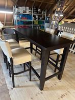 Hoge tafel met 4 barkrukken, Ophalen, Gebruikt, Met voetsteun, 90 cm of meer