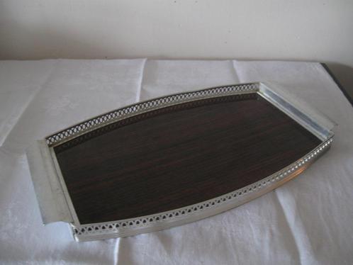 Retro vintage formica aluminium dienblad dienblaadje, Antiek en Kunst, Curiosa en Brocante, Ophalen of Verzenden