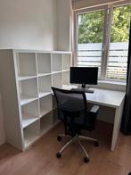 Wit bureau met vakkenkast Ikea (Kallax), Ophalen of Verzenden, Zo goed als nieuw