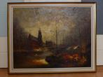 Schilderij Jan Bévort - Singel+Bloemenmarkt Amsterdam, Antiek en Kunst, Ophalen of Verzenden