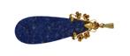Grote klassieke Lapis Lazuli ketting hanger gouden montuur, Goud, Blauw, Met edelsteen, Ophalen of Verzenden