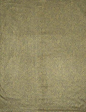 Vintage lap stof synthetisch mosterdgeel paarse panterprint beschikbaar voor biedingen
