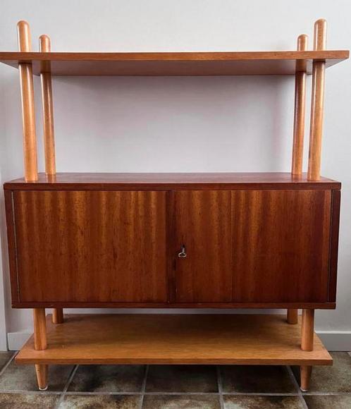 Stokkenkast vintage midcentury, Huis en Inrichting, Kasten | Dressoirs, Zo goed als nieuw, 25 tot 50 cm, Ophalen