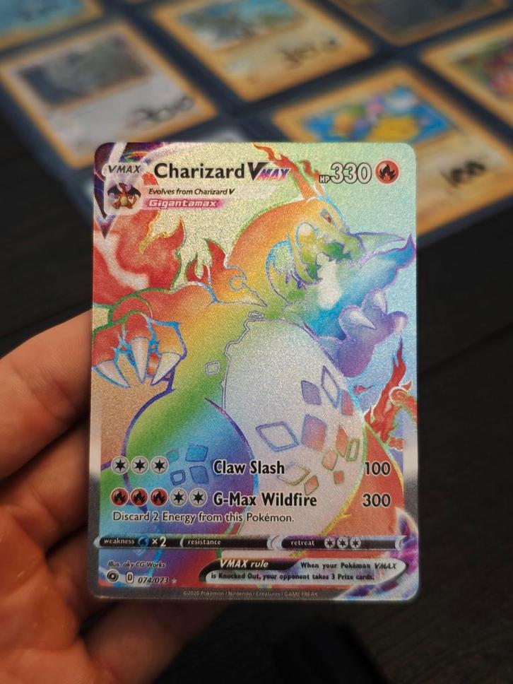 🌈 Charizard VMAX 074 Champion's Path, Hobby en Vrije tijd, Verzamelkaartspellen | Pokémon, Zo goed als nieuw, Ophalen of Verzenden
