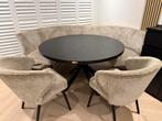 Te koop: stijlvolle ronde eettafel + halfronde bank, Huis en Inrichting, Ophalen, Zo goed als nieuw, Rond, 100 tot 150 cm