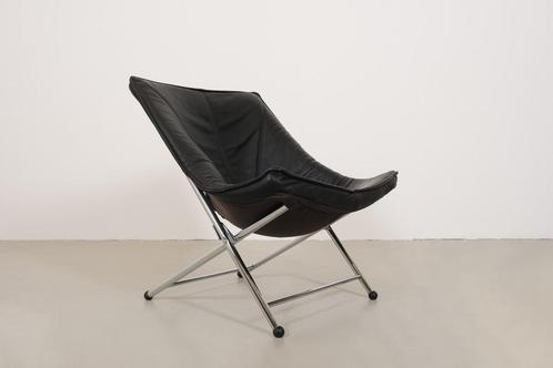 Leren fauteuil door Teun van Zanten voor Molinari, Huis en Inrichting, Fauteuils, Gebruikt, Leer, Metaal, 75 tot 100 cm, Minder dan 75 cm