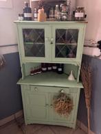 Vintage hoekkast buffetkast met glas in lood  deuren, Ophalen, Gebruikt, 100 tot 150 cm, Met lade(s)