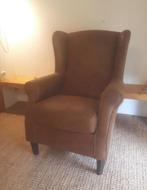 bruine kunstsuede fauteuil, Ophalen, Gebruikt, 75 tot 100 cm, Hout