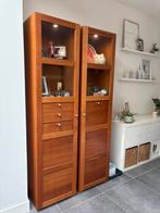 2 kersenhouten vitrinekasten met licht, Huis en Inrichting, Kasten | Vitrinekasten, Ophalen, 200 cm of meer, Met deur(en), 50 tot 100 cm