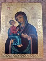 Oude icoon Maria met kind, bladgoud, 26x20cm, Antiek en Kunst, Antiek | Religie, Ophalen of Verzenden