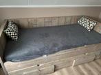 Steigerhout bank-bed-logeerbed 210x90/200x80, Ophalen, Gebruikt, Eenpersoons, Steigerhout