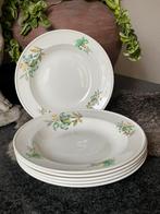 Petrus Regout diepe borden (6) Model groene lelie, Ophalen of Verzenden