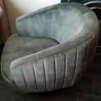 MOOIE GROENE VELOURS DRAAI FAUTEUIL,  schelp model., Gebruikt, Minder dan 75 cm, Ophalen of Verzenden, Stof