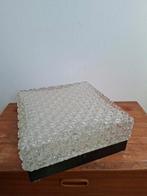 Vintage retro glazen vierkante plafonnière 30x30 cm, Huis en Inrichting, Ophalen of Verzenden, Zo goed als nieuw