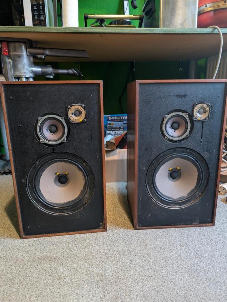 Sony SS-5177 3 weg Vintage Speakers uit 1976 - Matching Pair, Audio, Tv en Foto, Luidsprekers, Gebruikt, Front, Rear of Stereo speakers