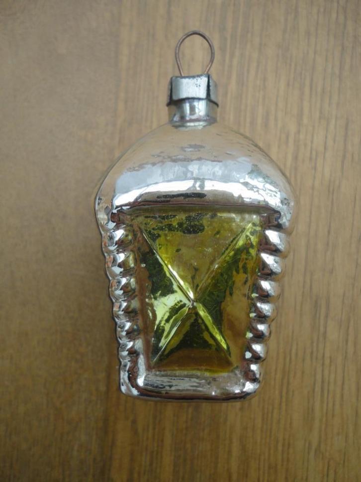 Mooie oude glazen kerstbal lampion lantaarn, Diversen, Kerst, Gebruikt, Ophalen of Verzenden