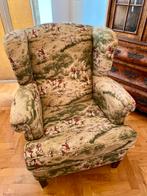 Royale oorfauteuil met jachtmotief, Huis en Inrichting, Fauteuils, 75 tot 100 cm, Zo goed als nieuw, 75 tot 100 cm, Stof
