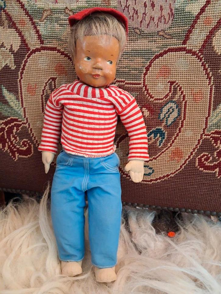 Oude Antieke Krahmer Pop met Houten Hoofd  (adv: 2), Antiek en Kunst, Antiek | Speelgoed, Ophalen of Verzenden